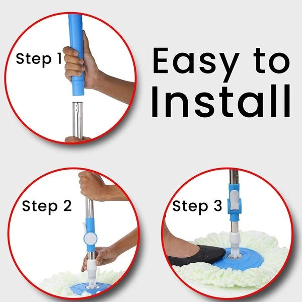 (Stock Out) Heavy Duty Microfiber Spin Mop with Plastic Bucket (Multicolour)