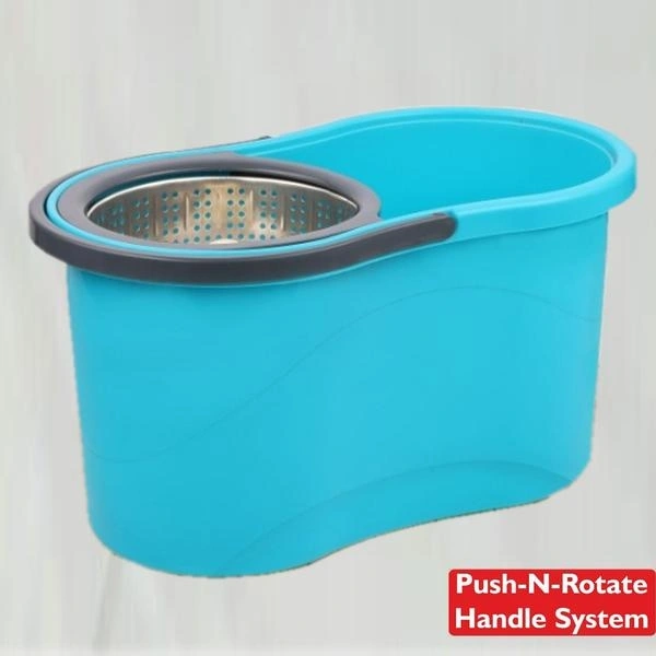 (Stock Out) Heavy Duty Microfiber Spin Mop with Plastic Bucket (Multicolour)