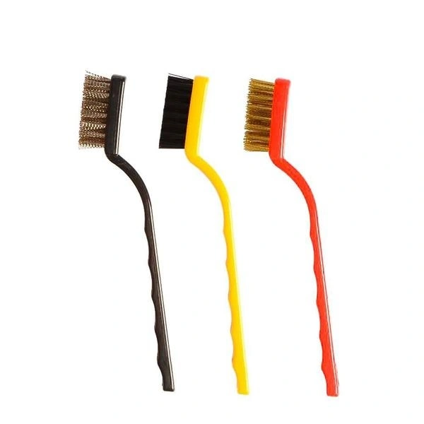 3 Pc Mini Wire Brush Set (Brass, Nylon, Stainless Steel Bristles)