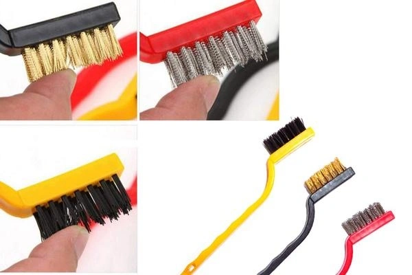 3 Pc Mini Wire Brush Set (Brass, Nylon, Stainless Steel Bristles)