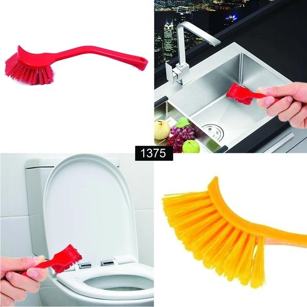 Plastic Wash Basin/Toilet Seat Cleaning Brush (Multicolour)