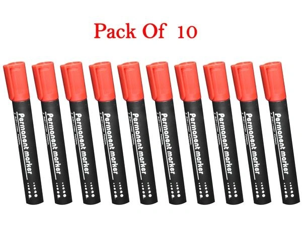 Red Permanent Markers for White Board (Pack Of 10)