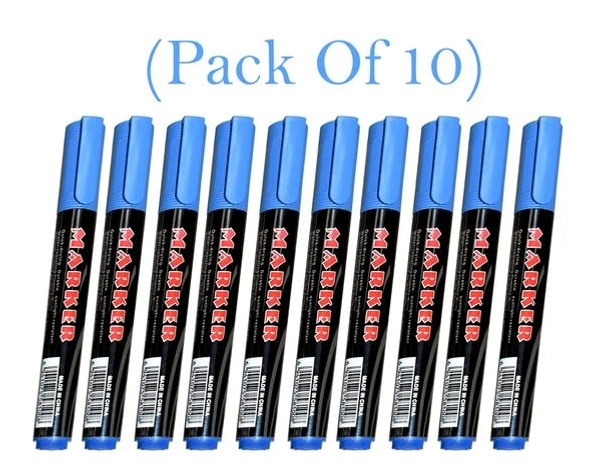 (STOCK OUT) Blue Permanent Markers for White Board (Pack Of 10)