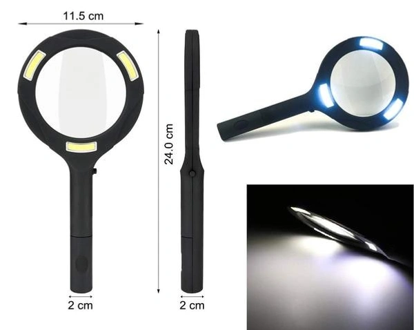 Magnifying Glass with 3 Led Light 3X Power and Rubberized Handle