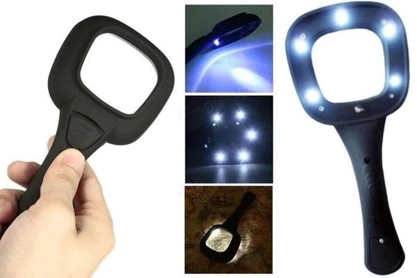 (STOCK OUT) Hand Held Optical Grade Magnifying Glass with 6 LED Lights