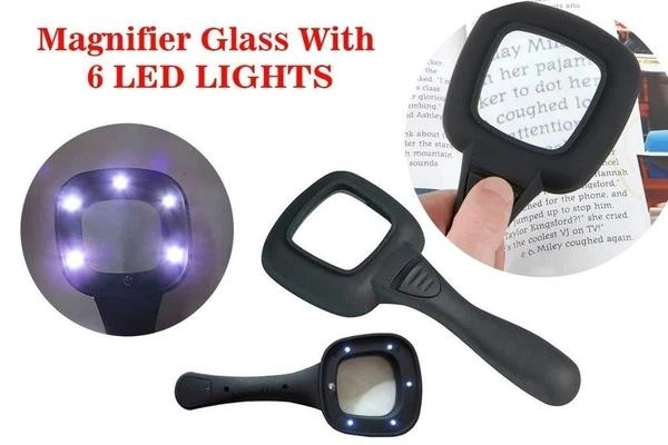 (STOCK OUT) Hand Held Optical Grade Magnifying Glass with 6 LED Lights