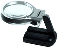 (Stock Out) Multifunctional 3-in-1 Hand-Held Folding Lighted High-Powered Magnifier Glass with 3X Zoom and 2 LED Lights