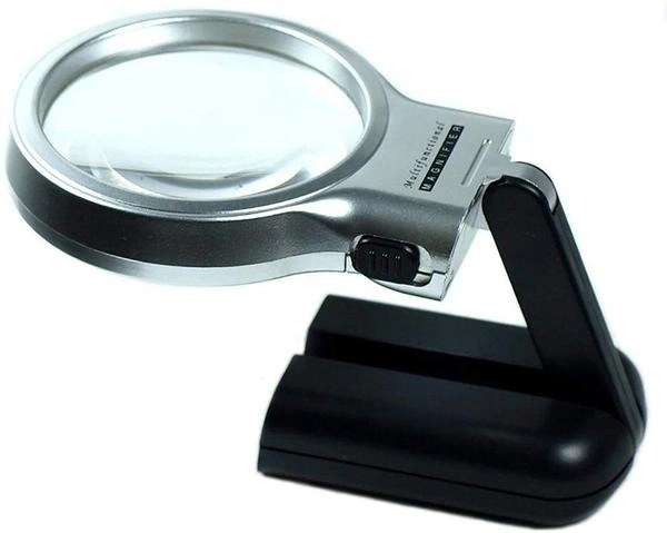 (Stock Out) Multifunctional 3-in-1 Hand-Held Folding Lighted High-Powered Magnifier Glass with 3X Zoom and 2 LED Lights