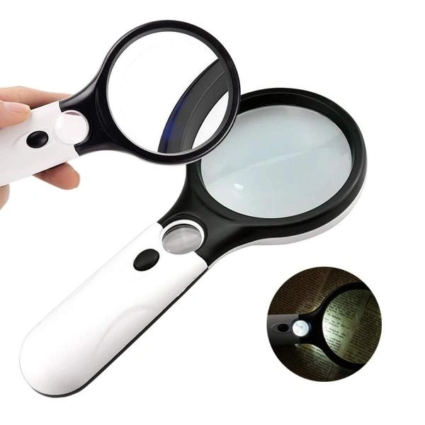 (Stock Out) Handheld Reading Magnifier Glass 3X, 45X with 3 LED Lights for Reading/Maps/Watch Repair