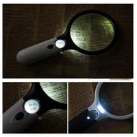 (Stock Out) Handheld Reading Magnifier Glass 3X, 45X with 3 LED Lights for Reading/Maps/Watch Repair