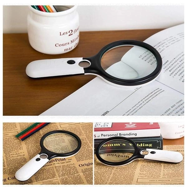 (Stock Out) Handheld Reading Magnifier Glass 3X, 45X with 3 LED Lights for Reading/Maps/Watch Repair