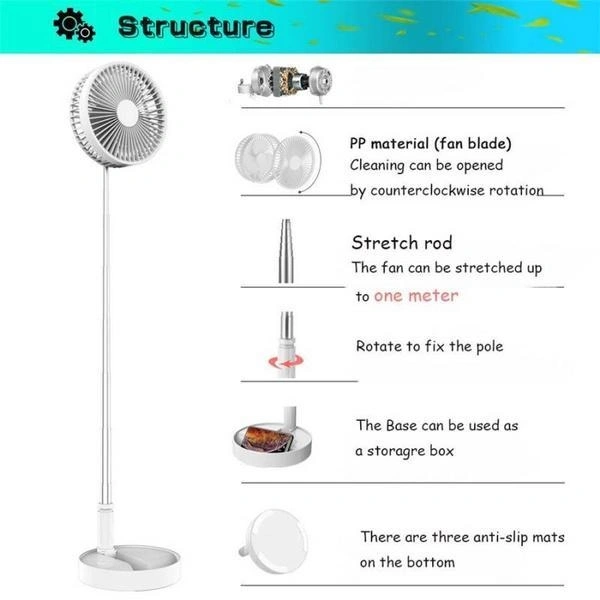 Silent and Portable High Speed Foldable Table Fan with USB Charging Feature
