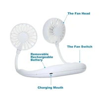 Portable USB Battery Rechargeable Mini Fan - Headphone Design Wearable Neckband Fan