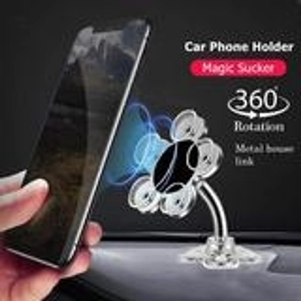 360° Rotatable Flower Shape Cellphone Holder Car & Mount Sucker Stand (Multicolored)