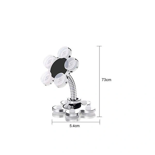 360° Rotatable Flower Shape Cellphone Holder Car & Mount Sucker Stand (Multicolored)