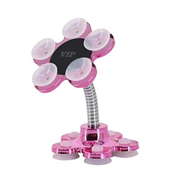 360° Rotatable Flower Shape Cellphone Holder Car & Mount Sucker Stand (Multicolored)