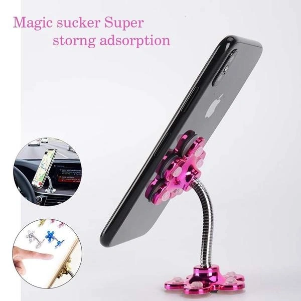 360° Rotatable Flower Shape Cellphone Holder Car & Mount Sucker Stand (Multicolored)
