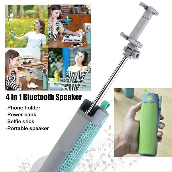 (Stock Out) 4 In 1 Selfie Stick with Bluetooth Speaker & Power Bank
