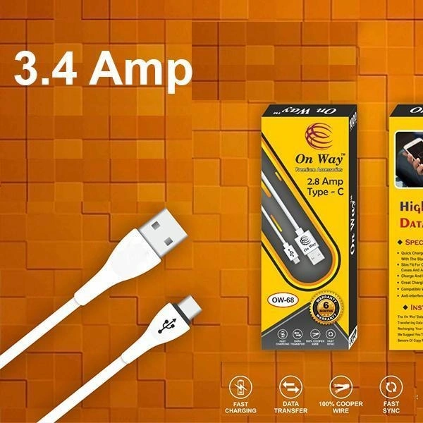 (Stock Out) Premium 3.4 Amp Fast Charging 1 m USB Type-C Cable
