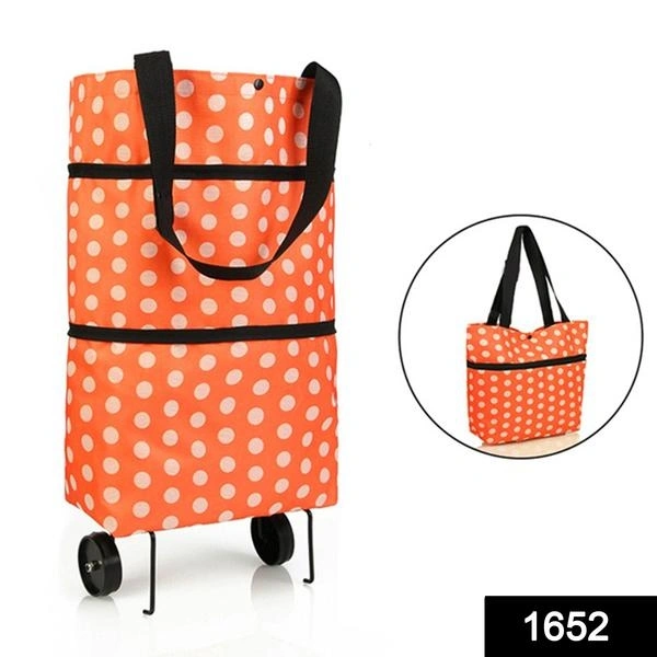 1652 Folding Cart Bags Trolley Shopping Bag For Travel Luggage - 