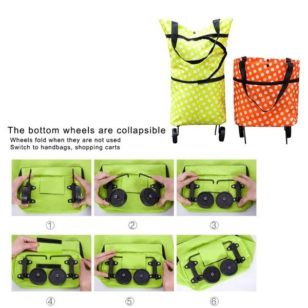 1652 Folding Cart Bags Trolley Shopping Bag For Travel Luggage - 