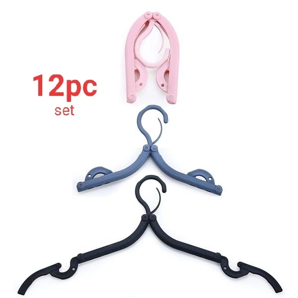 1432L Portable & Foldable Multicolor Plastic Hangers(Set Of 12)