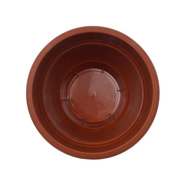 0838 Garden Heavy Plastic Planter Pot/Gamla 8 inch (Brown, Pack of 1,Medium )