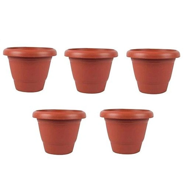 0822 Garden Heavy Plastic Planter Pot/Gamla (Brown, Pack of 1)