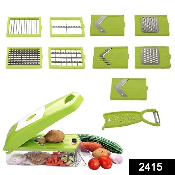 2415 Vegetable Cutter Chopper Chipser for Kitchen 12 in 1 (11 Blade and 1 Peeler)