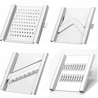 2142 6 in 1 Stainless Steel Kitchen Chips Chopper Cutter Slicer and Grater with Handle