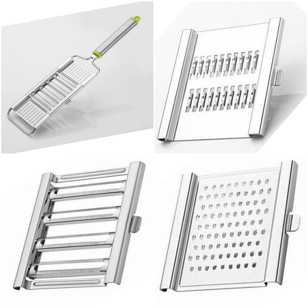 2142 6 in 1 Stainless Steel Kitchen Chips Chopper Cutter Slicer and Grater with Handle