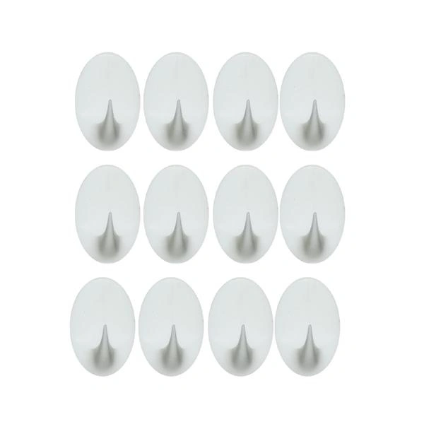 1707 Self Adhesive Plastic Wall Hook (Pack of 12)