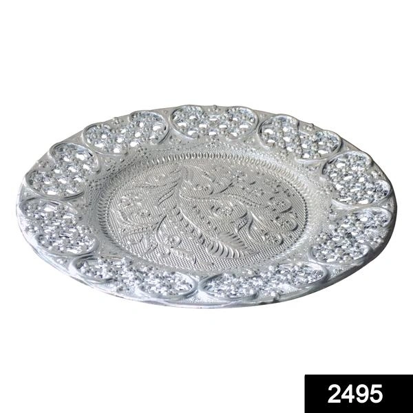 2495 Silver Plated Swastik Pooja Thali Set, glossy-puja-thali
