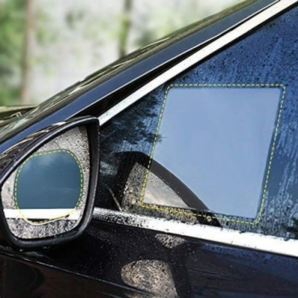 Anti-Water, Anti-Mist, Anti-Fog, Waterproof Oblong Rearview Side Mirror Protective Film for Cars, Trucks - 4 Pieces - 150 X 100mm & 200 X 175mm (Pack of 1 Set)