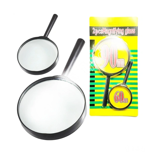 Magnifying Glass Lens - Reading Aid Made Of Glass - Real Glass Magnifying Glass That Can Be Used On Both Sides - Glass Breakage-proof Magnifying Glass, Protect Eyes, 90MM & 60MM (2PC SET)
