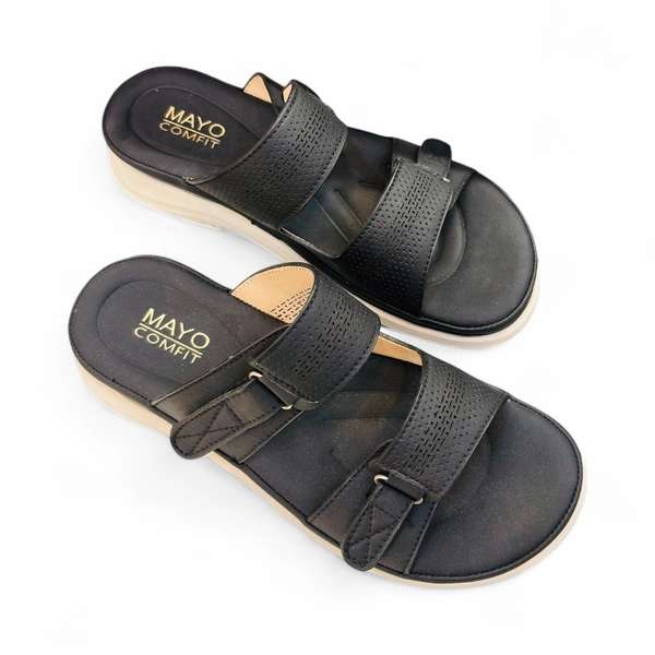 MAYO Women's Casual Flip Flops Slippers - 11, BLACK