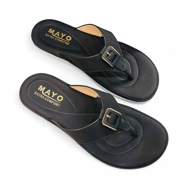 MAYO Women's Casual Chappal - 7, BLACK