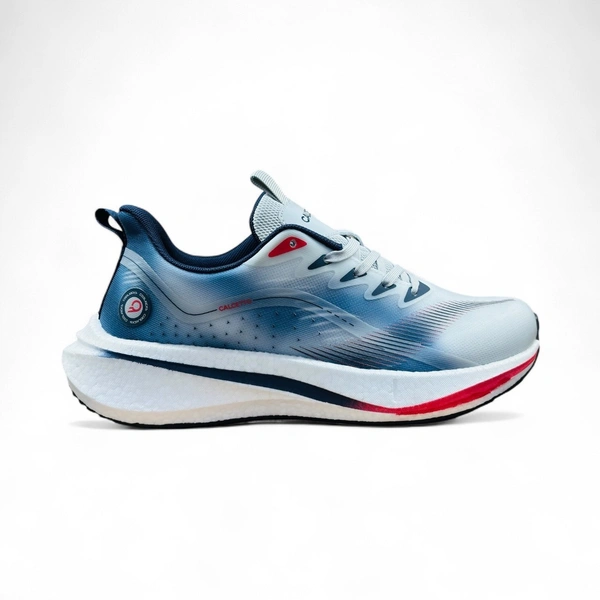 CALCETTO Running Sports Shoes - 8, GREY / NAVY RED