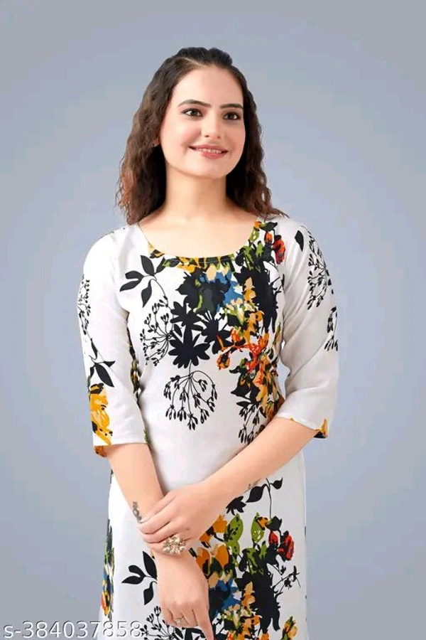 Crepe Aline Kurti - White, S. M. L. XL. XXL.