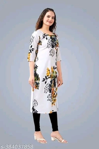 Crepe Aline Kurti - White, S. M. L. XL. XXL.