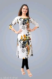 Crepe Aline Kurti - White, S. M. L. XL. XXL.
