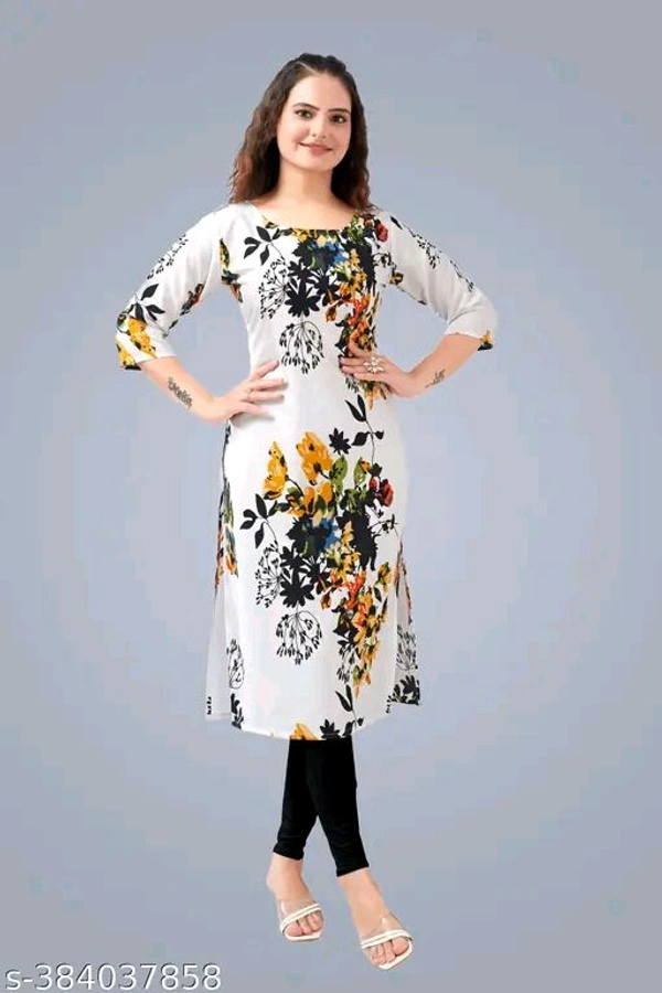 Crepe Aline Kurti - White, S. M. L. XL. XXL.