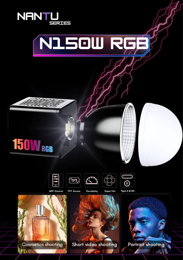 NANTU-150W RGB POWERFUL POCKET COB LIGHT FOR for Content Creators, Vloggers and Video Photography Shoot