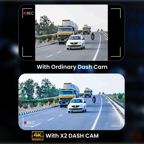 HIFFIN RoadCam X2 Dual Channel Recording Front 4K + Rear 1080P Dashcam with 1.47" Screen, Super Night Vision & WiFi, G-Sensor, Loop Recording, Parking Monitor. Ideal for Safety & Security