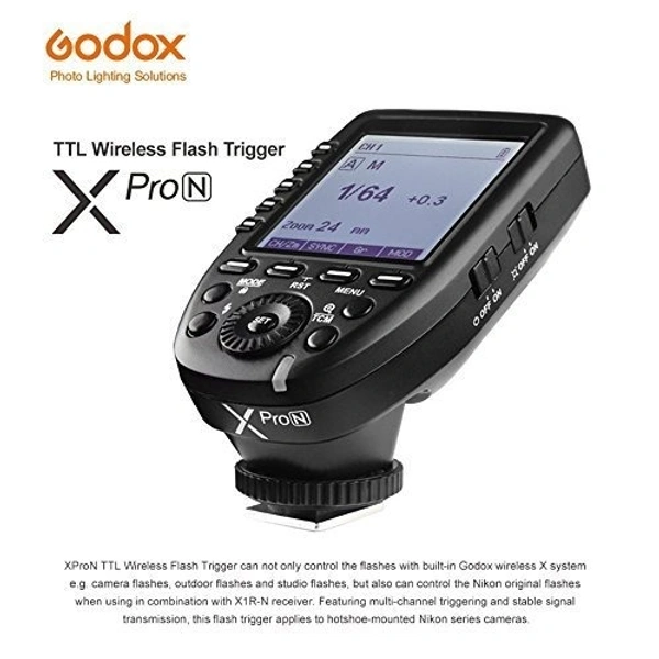 GODOX Xpro-N E-TTL II 2.4G Wireless Flash Trigger High Speed Sync 1/8000s X System with LCD Screen Transmitter for Nikon (Black)