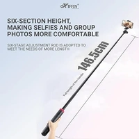 HIFFIN HTR-44 Extendable Phone Tripod with Bluetooth Button, 44" Selfie Stick Tripod Stand with 2 in 1 Phone Clip, 360° Ball Head Camera Tripod for Smartphones and Cameras, Lightweight for Travel
