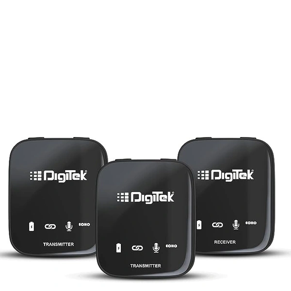 DIGITEK Digitek® (DWM 101 Wireless Microphone System with ANC Noise Reduction, 360° Sound Capture, 100M Range, Upto 12 Hrs Working Time, for DSLR Camera, Android & iOS Smartphones, Seamless Audio Recording