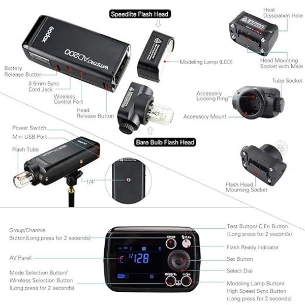 godox GODOX AD 200 Pocket Flash, Black