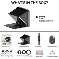 HIFFIN LENSGO TC7 8” Teleprompter for iPad Tablet Smartphone DSLR Camera w/Remote Control, APP Compatible with iOS & Android System for Online Teaching Vlog Live Streaming (TC7)