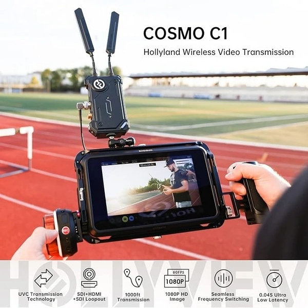 HOLLY LAND Hollyland Cosmo C1 [Official] 1000ft Wireless HDMI/SDI Video Transmission System 40ms 1080P 12-20Mbps 5G Image&Audio Transmitter Receiver, Embedded UVC Live Stream Seamless Channel Switch SDI-Loopout